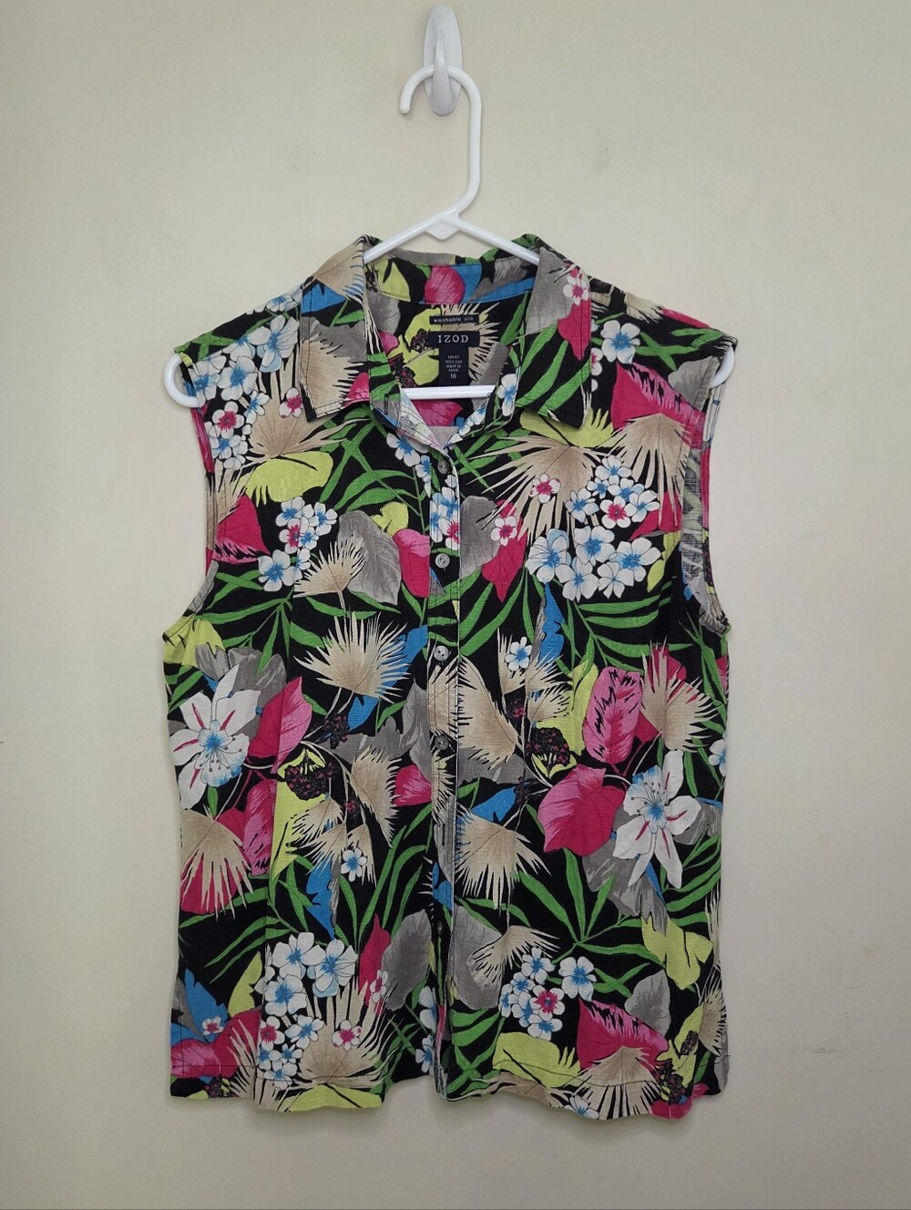 Women's Izod 100% Washable Silk Sleeveless Shirt Sz 16